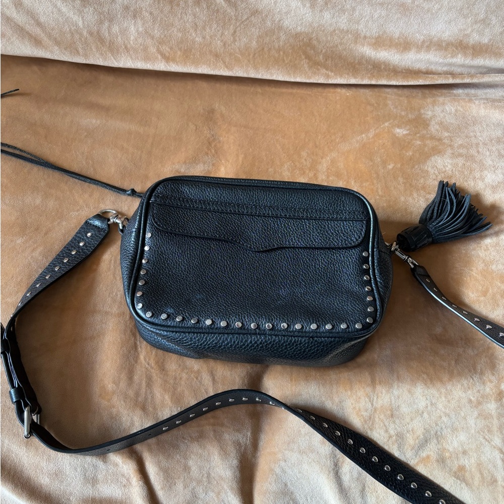 Rebecca Minkoff Textured Black Leather Bag with Silver Detail